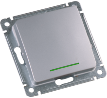 Выключатель скрытой установки, одноклавишный, с индикацией, механизм, цвет серебро  ВС10-412-06  HEGEL