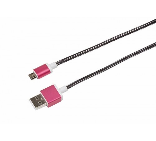USB кабель microUSB, шнур в тканевой оплетке, черный (усиленный)  18-4240  REXANT