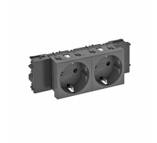 Розетка двойная 0° Modul45connect с з/к, 250 В, 16A (черный) (STD-D0C SWGR2)  6120370  OBO Bettermann