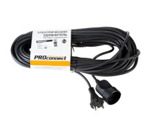 Удлинитель-шнур ПВС 2х0.75, 20 м, б/з, 6 А, 1300 Вт, IP20, черный (Сделано в России)  11-7115  PROconnect