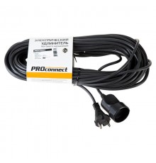 Удлинитель-шнур ПВС 2х0.75, 20 м, б/з, 6 А, 1300 Вт, IP20, черный (Сделано в России)  11-7115  PROconnect