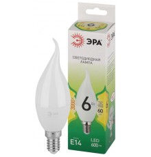 Лампа светодиодная  GREEN LINE LED BXS-6W-830-E14 GL E14 6 Вт свеча на ветру теплый свет  Б0067119  ЭРА