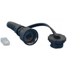 PLUG-IE-8P8C-P-C5-SH Промышленный разъем RJ-45 (8P8C) под витую пару, IP67, категория 5e, с защитной крышкой, экранированный (SH)  47307  Hyperline