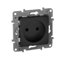 Etika Антрацит Розетка без заземления со шторками, винтовые клеммы  672634  Legrand