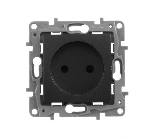 Etika Антрацит Розетка без заземления со шторками, винтовые клеммы  672634  Legrand