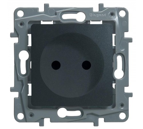 Etika Антрацит Розетка без заземления со шторками, винтовые клеммы  672634  Legrand