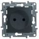 Etika Антрацит Розетка без заземления со шторками, винтовые клеммы  672634  Legrand