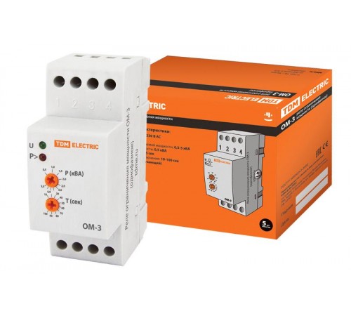 Реле ограничения мощности ОМ-3 0,5/5-01 (1ф, 0,5-5кВА)  SQ1505-0001  TDM