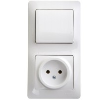 Glossa Белый Блок: Розетка и 1-кл. Выключатель  GSL000160  SE