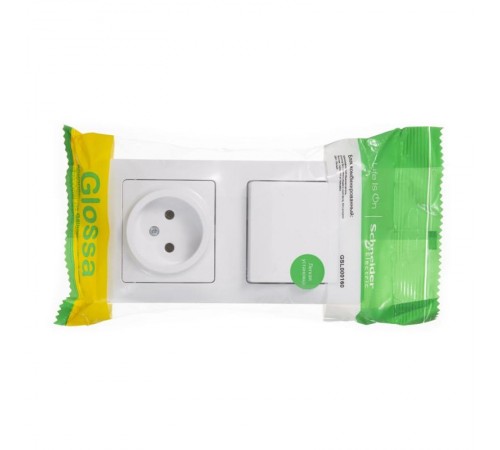 Glossa Белый Блок: Розетка и 1-кл. Выключатель  GSL000160  SE