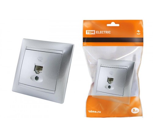 Розетка телефонная RJ11  серебр. металлик "Лама"   SQ1815-0215  TDM