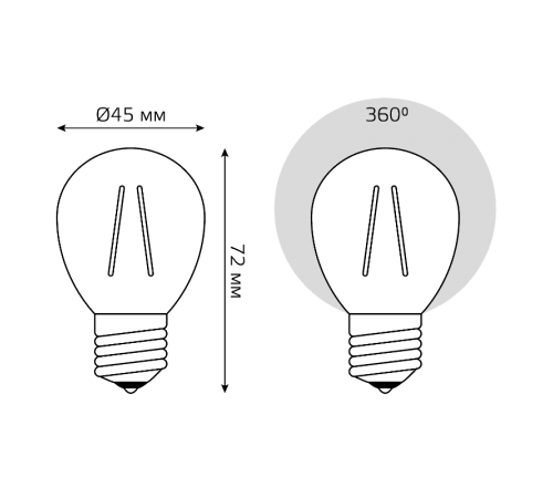 Лампа светодиодная   Basic Filament Шар 4W 220lm Е27 green LED 1/10/50  10512042-G  Gauss