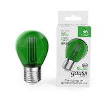Лампа светодиодная   Basic Filament Шар 4W 220lm Е27 green LED 1/10/50  10512042-G  Gauss