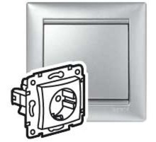 Valena Алюминий DIY Розетка с заземлением без шторок 16А 250В винтовые зажимы  694342  Legrand