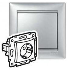 Valena Алюминий DIY Розетка с заземлением без шторок 16А 250В винтовые зажимы  694342  Legrand