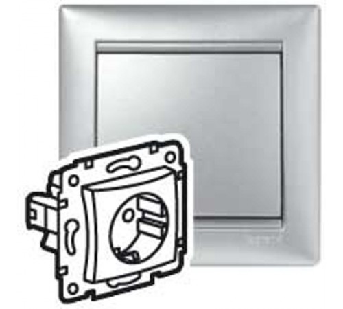 Valena Алюминий DIY Розетка с заземлением без шторок 16А 250В винтовые зажимы  694342  Legrand