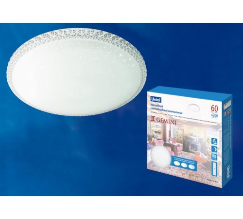 Светильник светодиодный декоративный бытовой, димм, с П/У ULI-D237 60W/SW/50 GEMINI 3000К/4000К/6500К 4200Лм. IP20  UL-00003343  Uniel