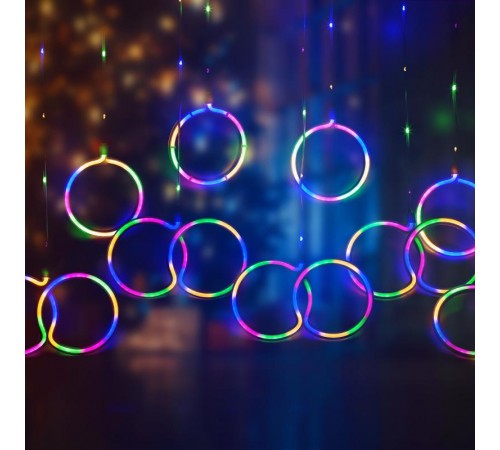 Гирлянда Неоновые кольца 2,4 м*0,65 м, ЕGNIG - RI  , мультиколор, 220В,  8 режимов, провод 1,5 м, IP20  Б0051878  ЭРА