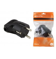 Вилка угловая с/з черная 16А 250В   SQ1806-0008  TDM