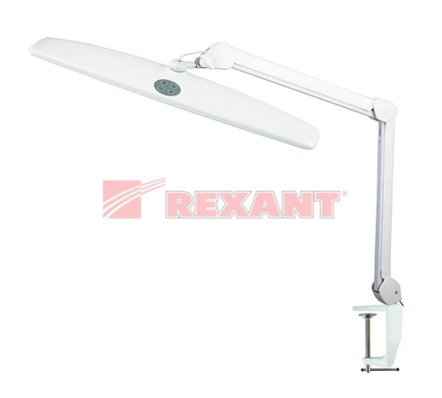 Настольная бестеневая лампа на струбцине , 84 LED, регулятор яркости, белая  31-0401  REXANT