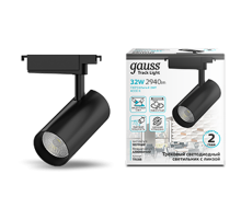 Светильник светодиодный трековый цилиндр 32W 2940lm 4000K 180-220V IP20 75*216мм черный линза 36  TR088  Gauss