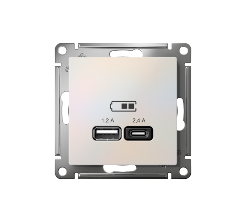 AtlasDesign Жемчуг USB Розетка A+С, 5В/2,4А, 2х5В/1,2А, механизм  ATN000439  SE