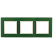 14-5103-27 Рамка на 3 поста, стекло, Эра Elegance, зелёный+сл.кость  Б0034517  ЭРА
