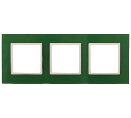 14-5103-27 Рамка на 3 поста, стекло, Эра Elegance, зелёный+сл.кость  Б0034517  ЭРА
