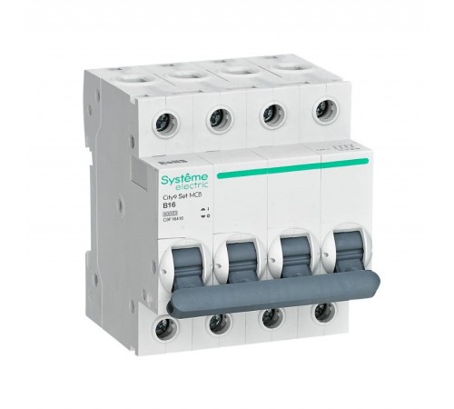 Выключатель автоматический четырёхполюсный 16A B 6kA City9  C9F16416 Systeme Electric