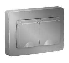 Blanca Алюминий С/У Розетка 2-ая с заземлением IP44 со шторками, 16А, 250В  BLNRS441123  SE