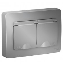 Blanca Алюминий С/У Розетка 2-ая с заземлением IP44 со шторками, 16А, 250В  BLNRS441123  SE