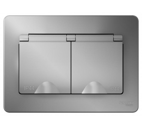 Blanca Алюминий С/У Розетка 2-ая с заземлением IP44 со шторками, 16А, 250В  BLNRS441123  SE