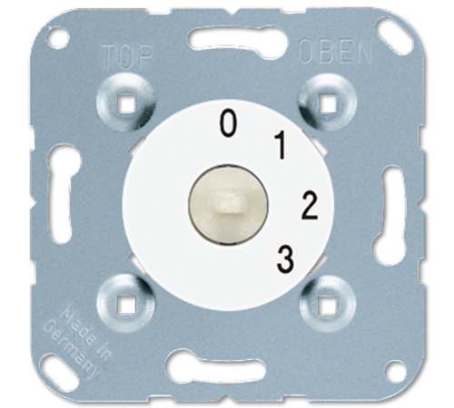 3-ступенчатый поворотный выключатель, с нулевым положением 16 A / 250 В, белая шкала  1101-4WW  Jung
