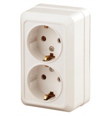2-204-02 Intro Розетка 2х2P+E Schuko, 16А-250В, IP20, ОУ, Quadro, сл.кость  Б0027656  Intro