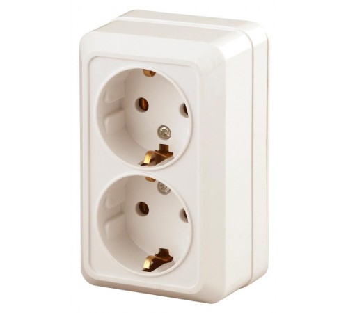 2-204-02 Intro Розетка 2х2P+E Schuko, 16А-250В, IP20, ОУ, Quadro, сл.кость  Б0027656  Intro