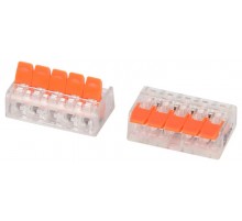 Клемма  NO-225-431 универсальная 221-415 компактная с рычагами 5-проводная 0.2-4 мм2 (упаковка 2 шт.)  Б0067936  ЭРА