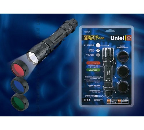 Фонарь рабочий Premium "fighting spirit 550 max" P-ML076-BB Black  алюм. MC-E CREE LED 2 х CR123A в/к, черн  05727  Uniel