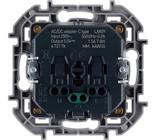Inspiria Белый Розетка с заземлением С/У со встроенным зарядным устройством USB C 1.5А без рамки  673770  Legrand