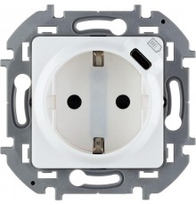Inspiria Белый Розетка с заземлением С/У со встроенным зарядным устройством USB C 1.5А без рамки  673770  Legrand