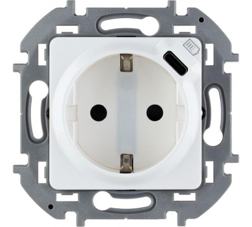Inspiria Белый Розетка с заземлением С/У со встроенным зарядным устройством USB C 1.5А без рамки  673770  Legrand
