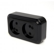 Розетка 2-местная без заземляющего контакта, 250В, 16А, IP20, PST16-30-20 (RA 16-237-Ч), черный  39694  STEKKER