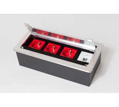 Люк настольный на 4 поста(45*45)металл,серебро IP20  300012  SPL