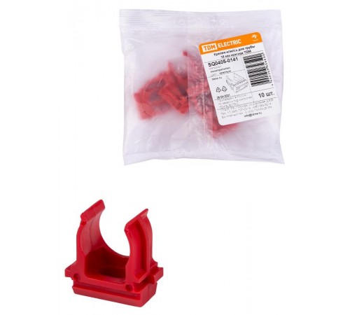 Крепеж-клипса для трубы ПНД 16 мм (10 шт.) красная  SQ0405-0141  TDM