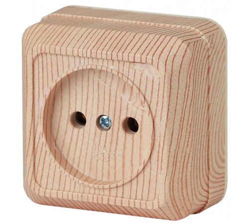 Розетка Intro Quadro 2-201-11 без заземления 2P, 16А-250В, IP20, ОУ, сосна  Б0053781  Intro