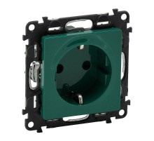 Valena LIFE Розетка сил. Зеленый 2К+З 16А 250В с з/ш, безвин. заж., с лиц. пан.  753329  Legrand