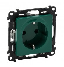 Valena LIFE Розетка сил. Зеленый 2К+З 16А 250В с з/ш, безвин. заж., с лиц. пан.  753329  Legrand