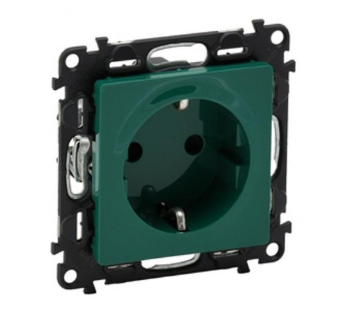 Valena LIFE Розетка сил. Зеленый 2К+З 16А 250В с з/ш, безвин. заж., с лиц. пан.  753329  Legrand