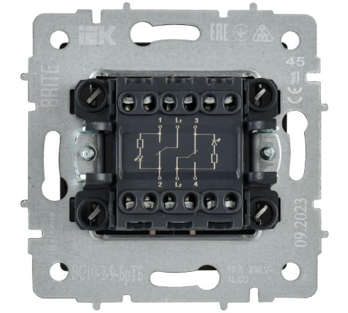 BRITE Выключ. 2-кл. с инд. отел. 10А ВС10-2-9-БрТБ бр.  BR-V20-2-10-K45  IEK