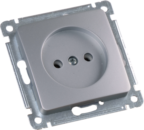 Розетка скрытой установки, одноместная, механизм, цвет серебро  РС16-401-06  HEGEL