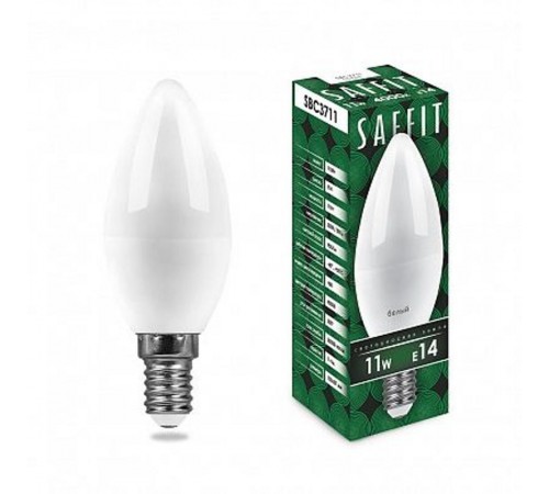 Лампа светодиодная SBC3711 11W 4000K 230V E14 C37 свеча  55133  SAFFIT